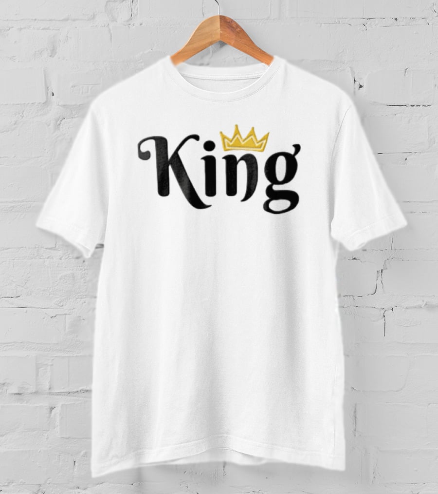 King Black Script Gold Crown Lettering T-Shirt