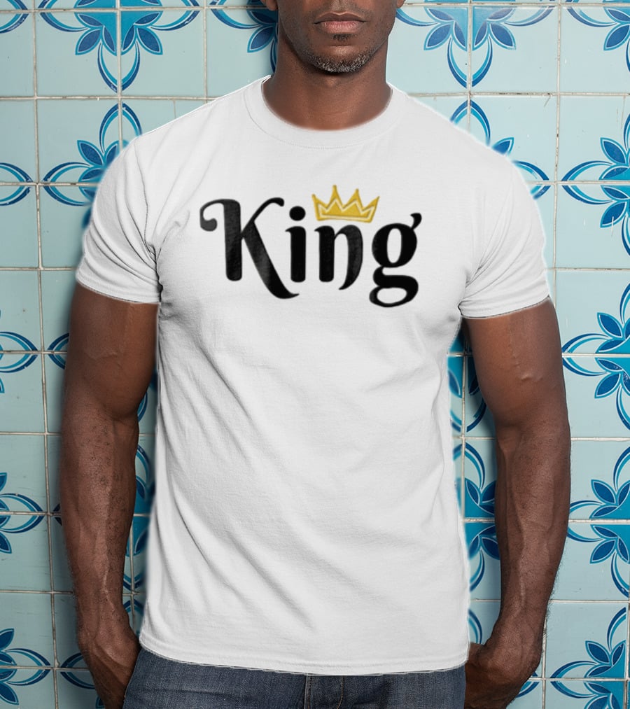 King Black Script Gold Crown Lettering T-Shirt
