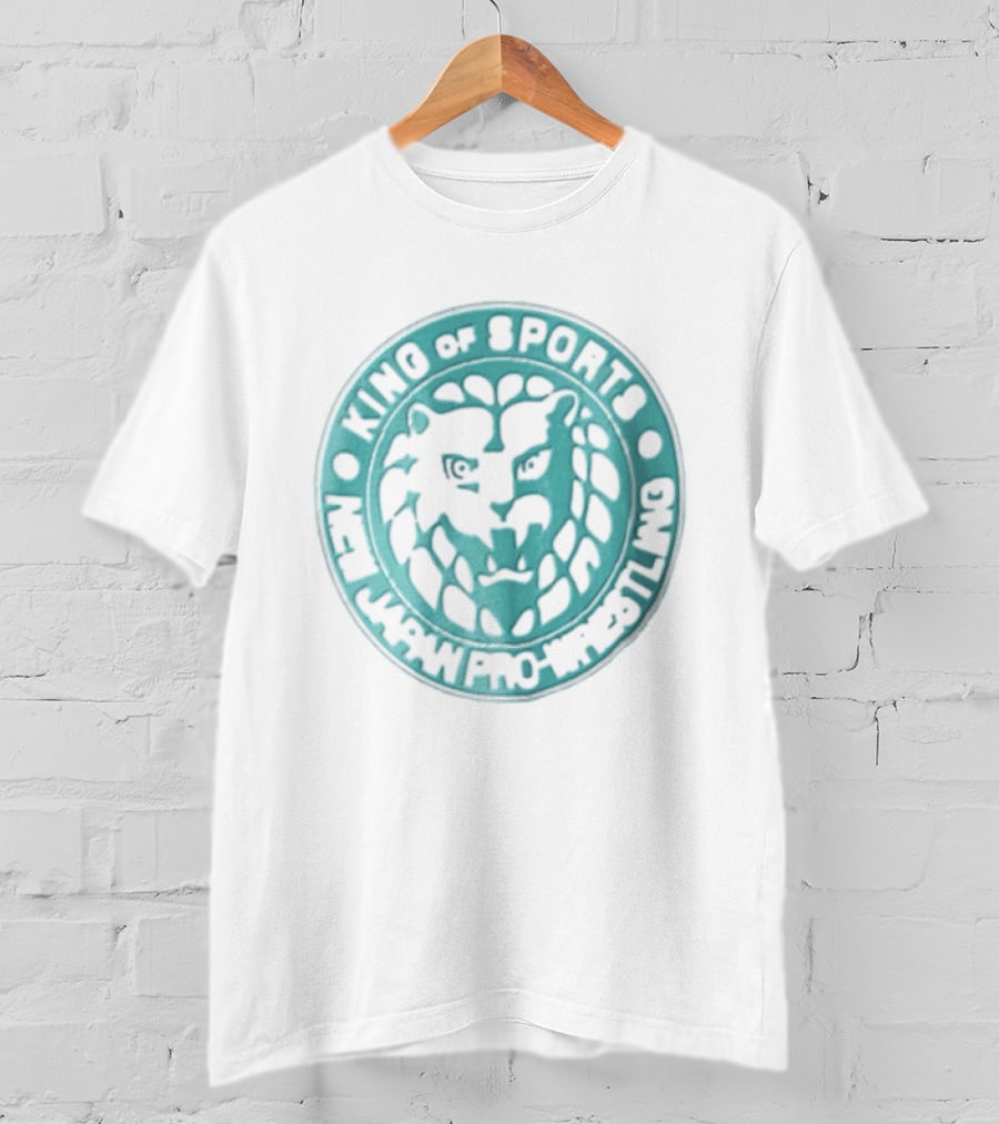 New Japan Pro Wrestling King Of Sports Teal Circular Lion Head T-Shirt