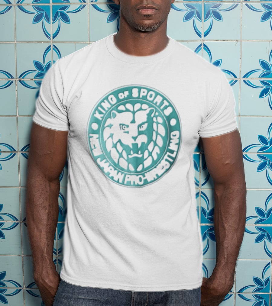 New Japan Pro Wrestling King Of Sports Teal Circular Lion Head T-Shirt