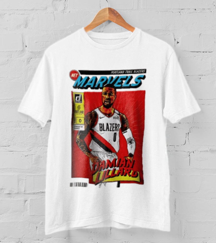 Portland Trail Blazers Net Marvels Damian Lillard Comic Cover NBA Issue 0 Halftone T-Shirt