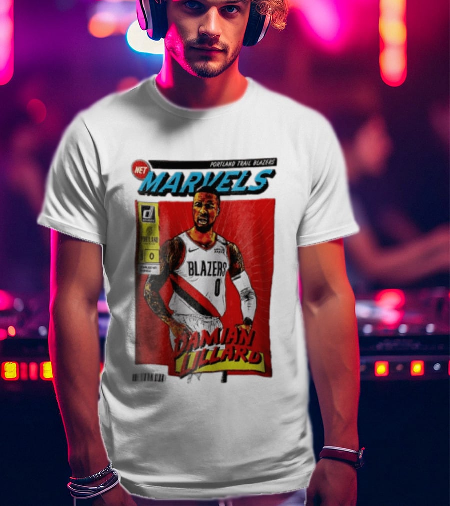 Portland Trail Blazers Net Marvels Damian Lillard Comic Cover NBA Issue 0 Halftone T-Shirt