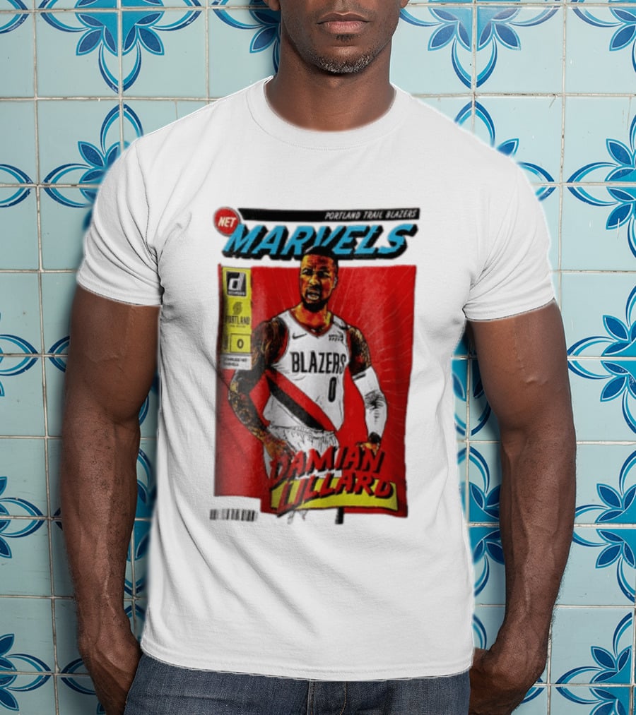 Portland Trail Blazers Net Marvels Damian Lillard Comic Cover NBA Issue 0 Halftone T-Shirt