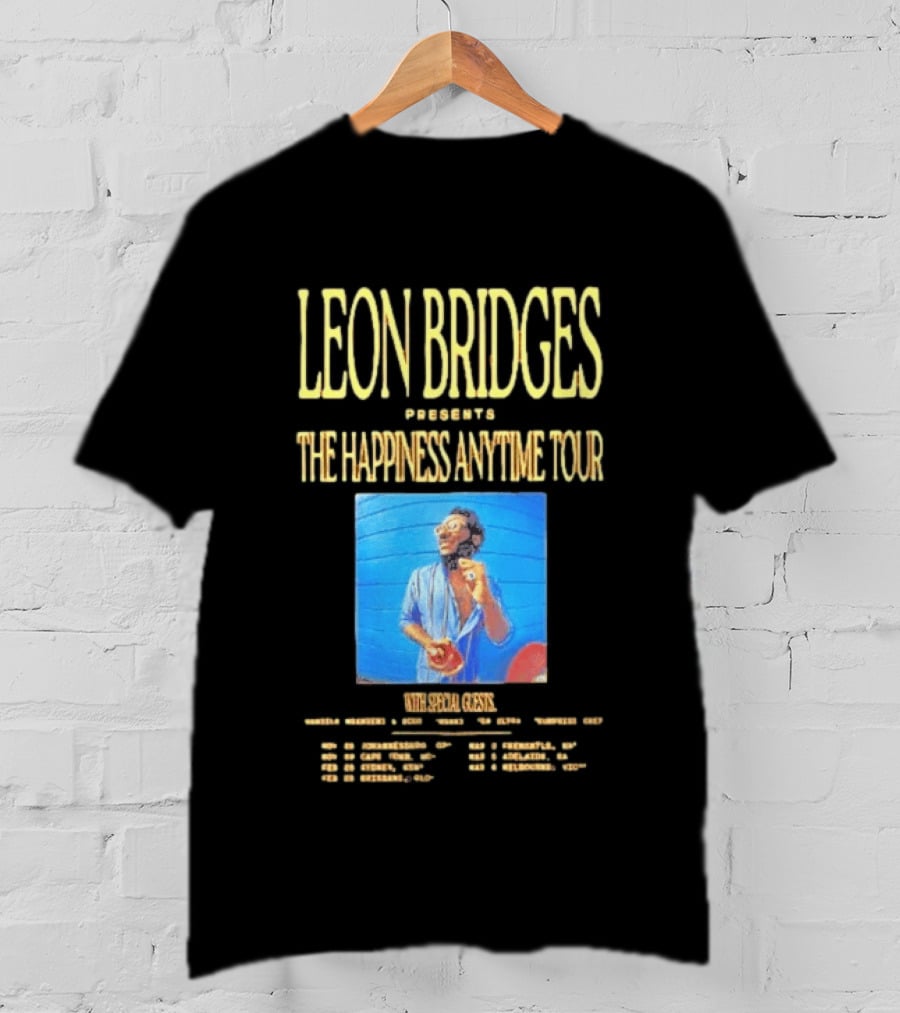 Leon Bridges Presents The Happiness Anytime Tour 2026 With Special Guests Tour Dates Chicago Los Angeles Atlanta T-Shirt
