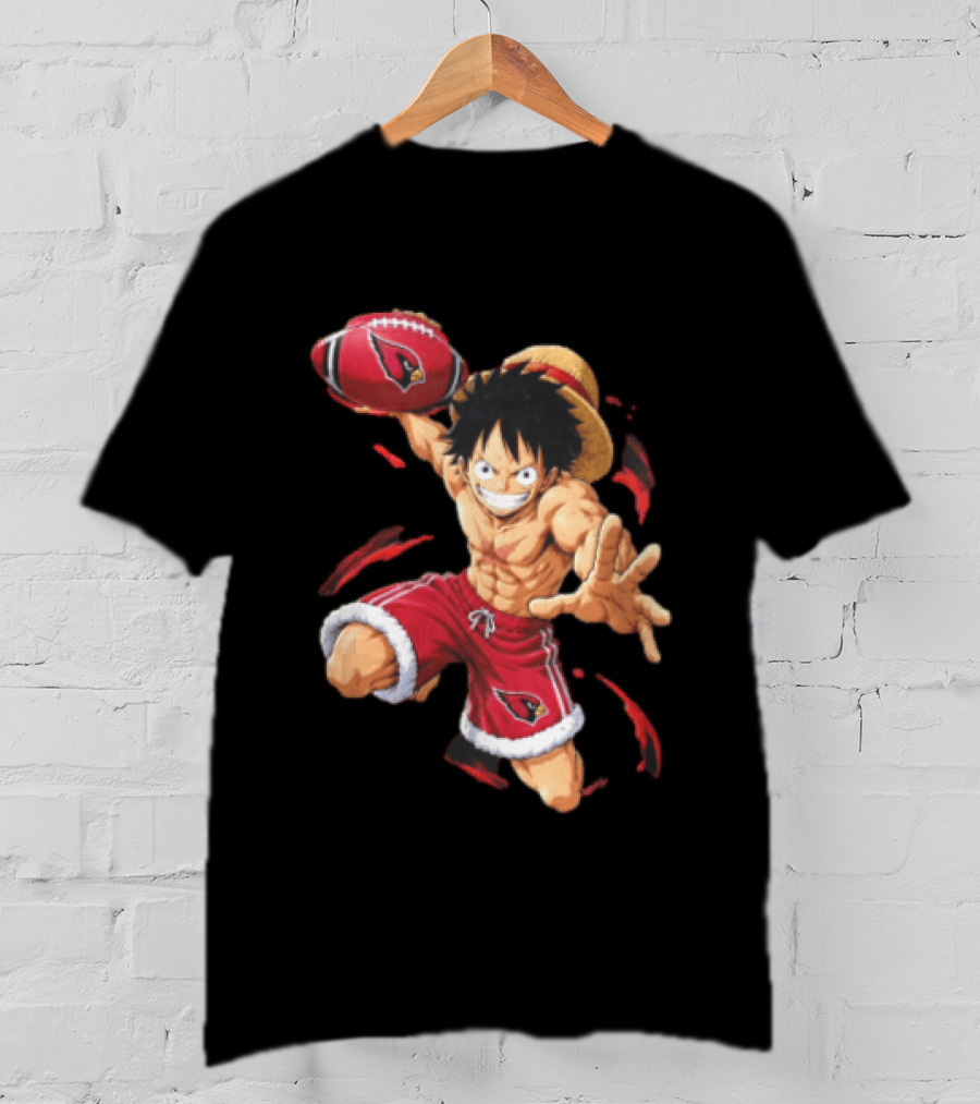 Arizona Cardinals Straw Hat Anime Football Player Action T-Shirt