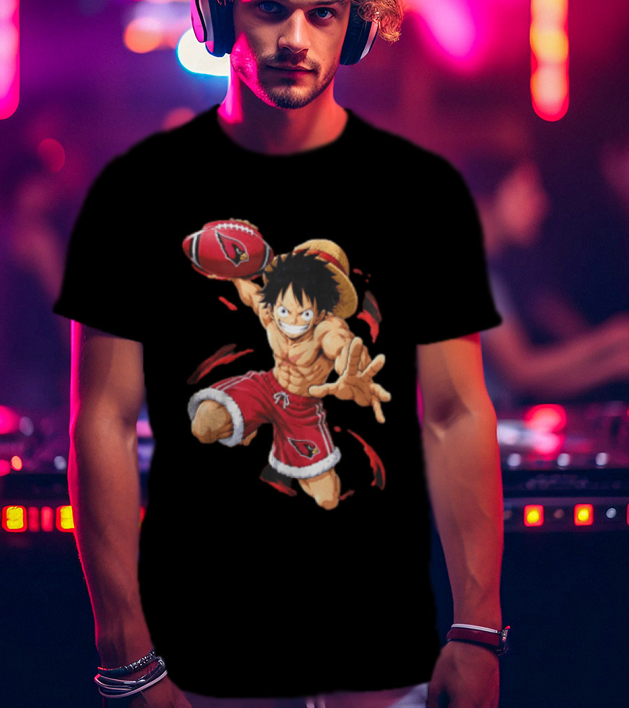 Arizona Cardinals Straw Hat Anime Football Player Action T-Shirt