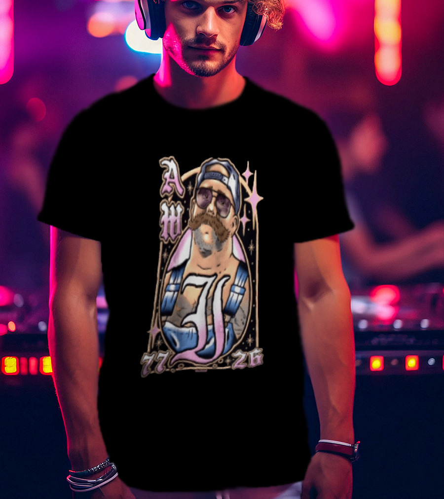 AW 77 26 Mustache Sunglasses Overalls Tattoo T-Shirt