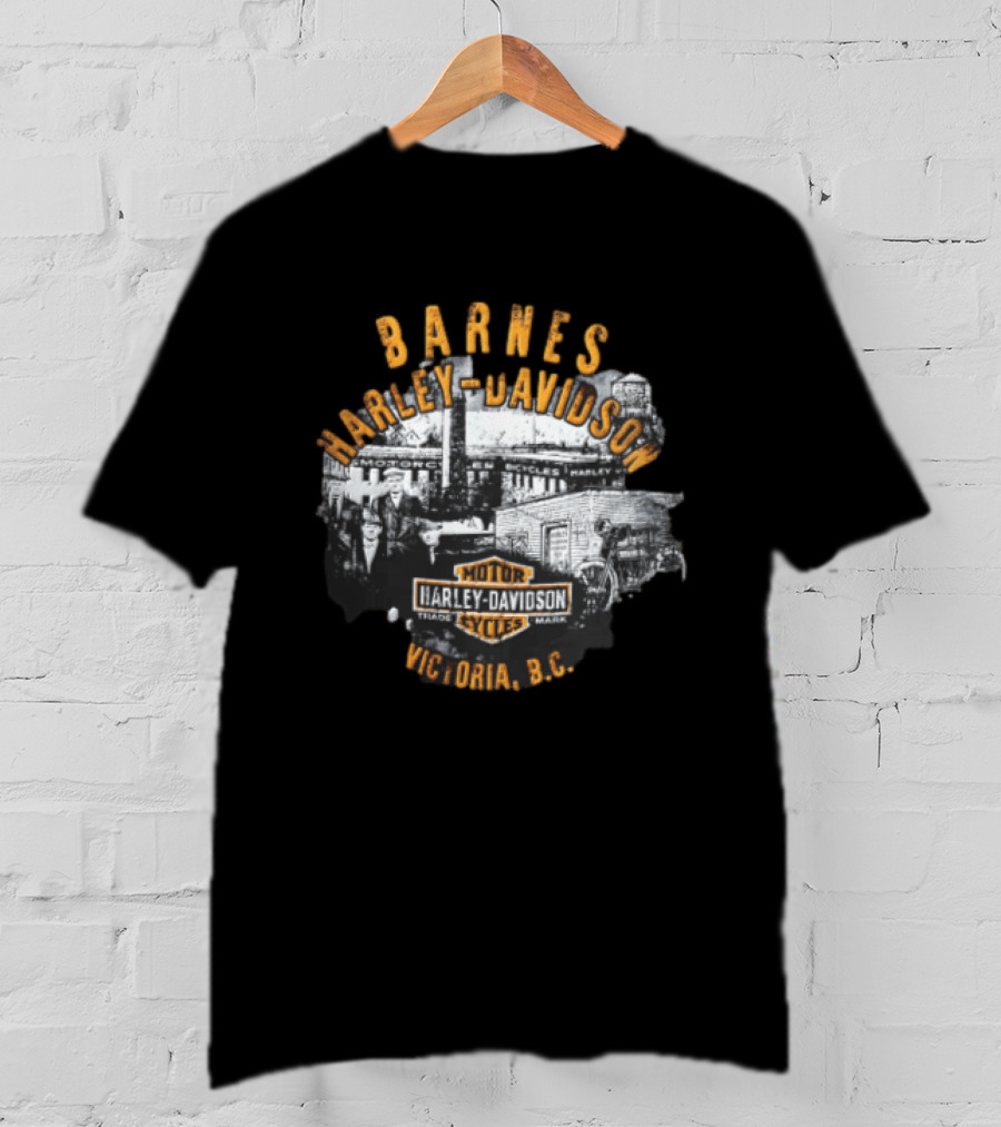 Barnes Harley Davidson Motor Cycles Victoria BC Distressed T-Shirt