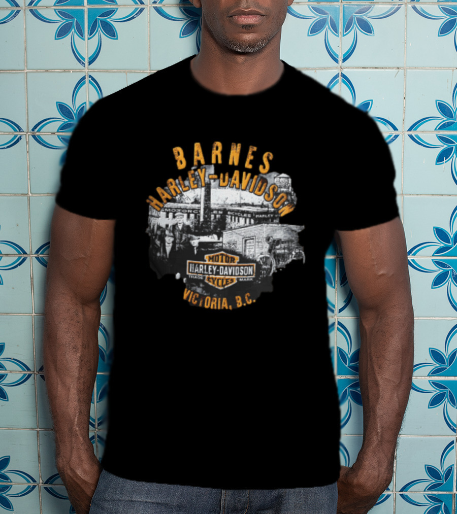 Barnes Harley Davidson Motor Cycles Victoria BC Distressed T-Shirt