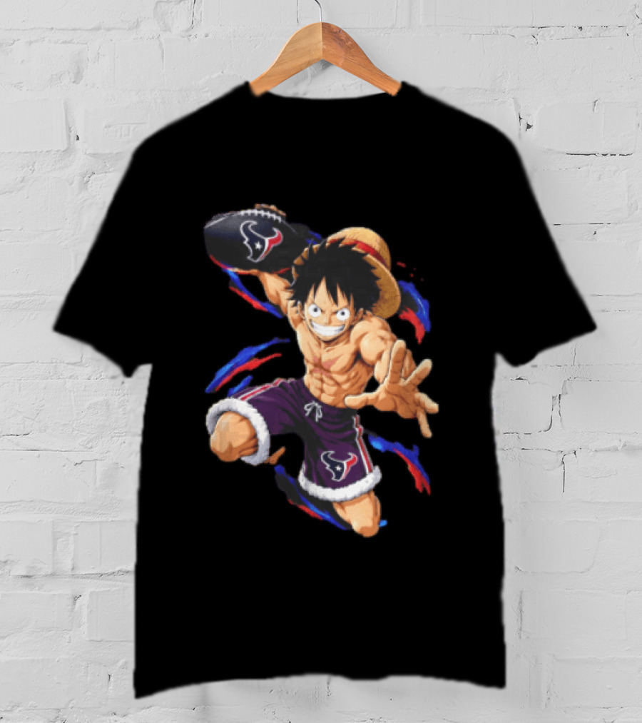 Anime Luffy Houston Texans Football Fan T-Shirt