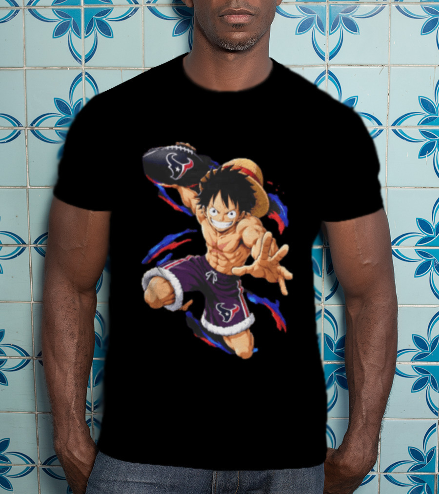Anime Luffy Houston Texans Football Fan T-Shirt