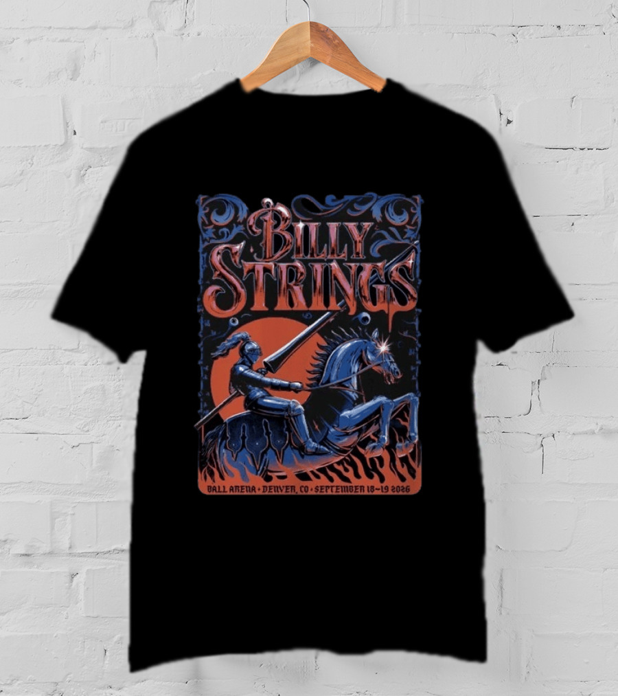 Billy Strings Ball Arena Denver CO September 18 19 2026 Lewy Jones Knight On Horseback T-Shirt