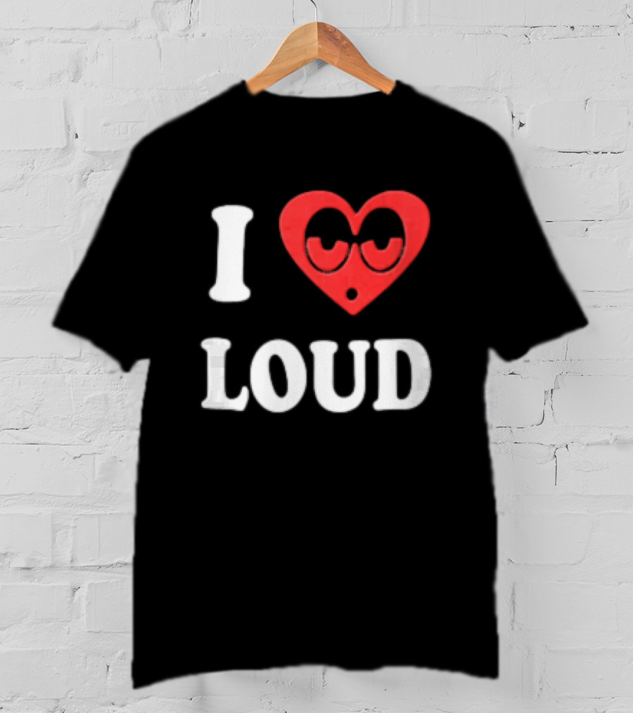 I Love Loud Red Heart Droopy Eyes Cartoon T-Shirt