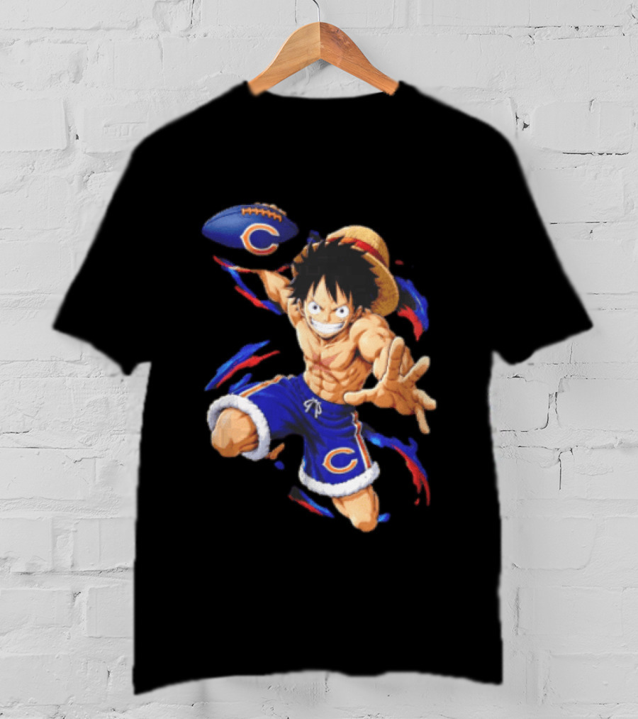 Chicago Bears Straw Hat Pirate Football Anime Crossover Adventures T-Shirt