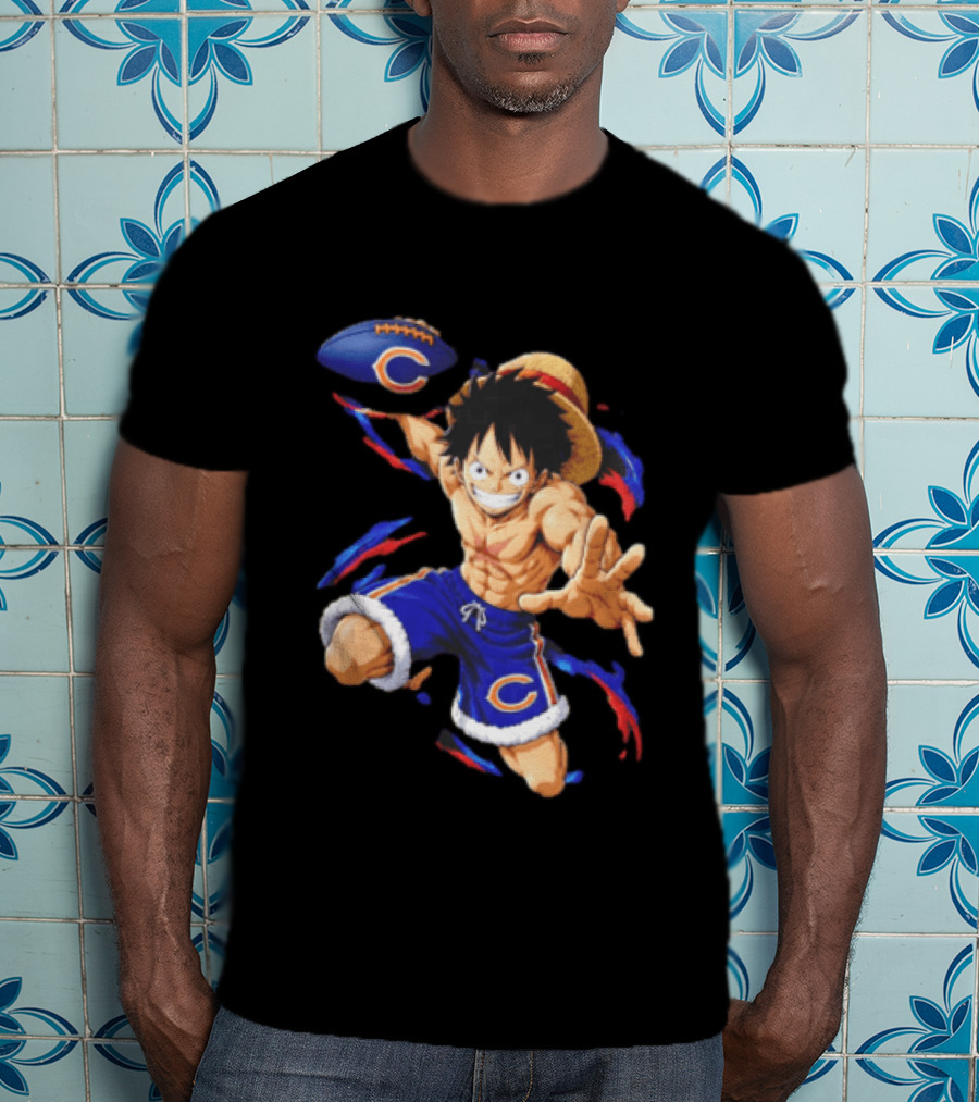 Chicago Bears Straw Hat Pirate Football Anime Crossover Adventures T-Shirt