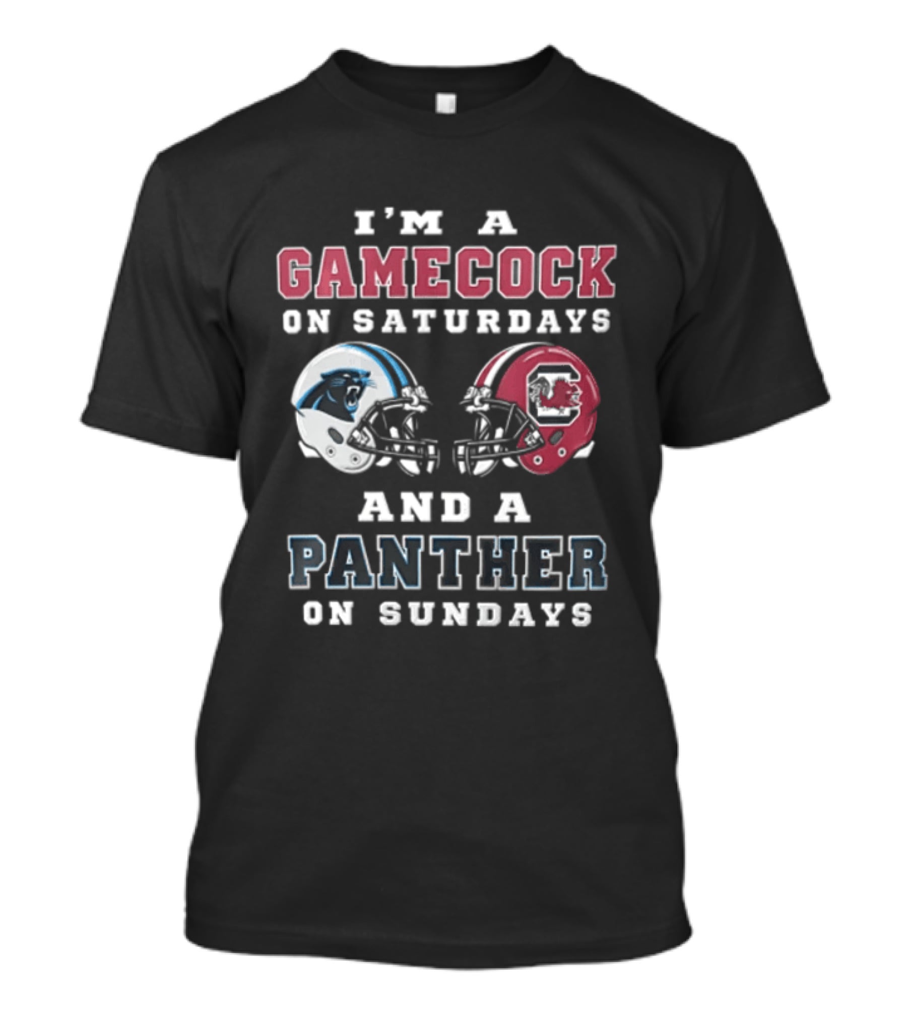 I'm A Gamecock On Saturdays And A Panther On Sundays Football Helmet T-Shirt