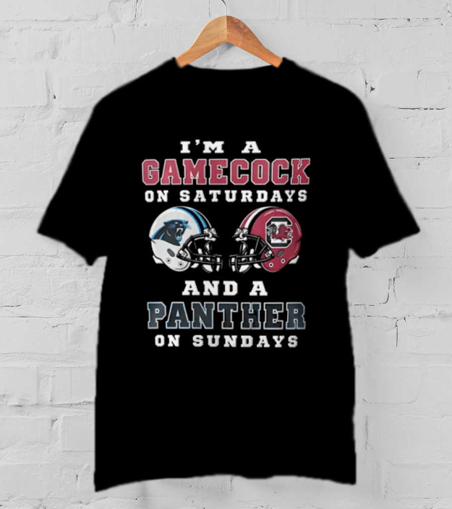 I'm A Gamecock On Saturdays And A Panther On Sundays Football Helmet T-Shirt