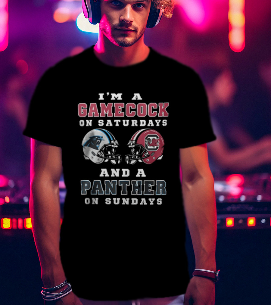 I'm A Gamecock On Saturdays And A Panther On Sundays Football Helmet T-Shirt