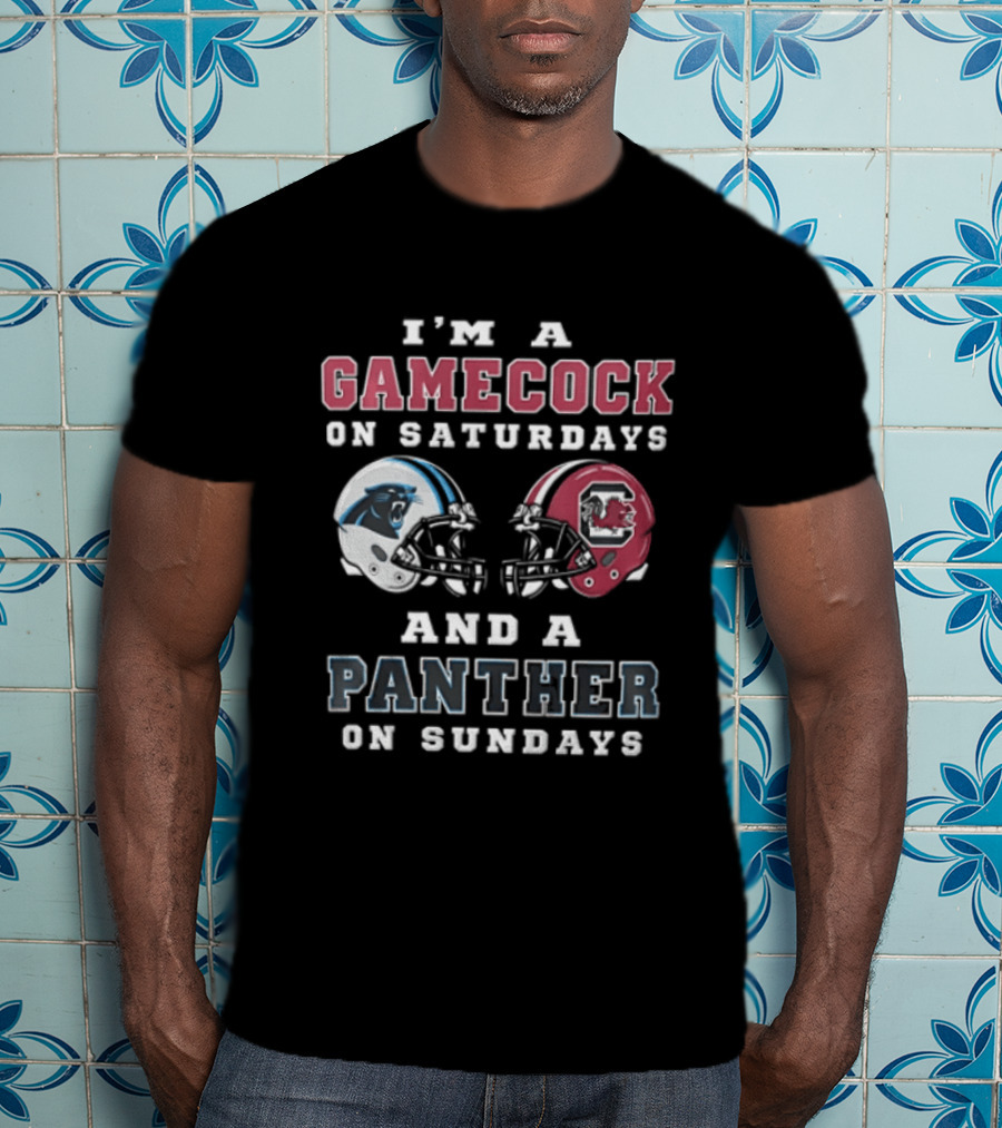 I'm A Gamecock On Saturdays And A Panther On Sundays Football Helmet T-Shirt