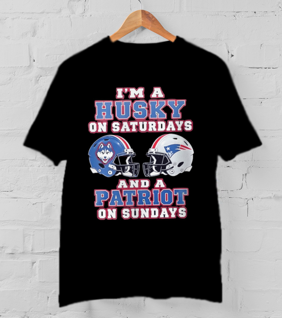 I'm A Husky On Saturdays And A Patriot On Sundays Football Helmets T-Shirt