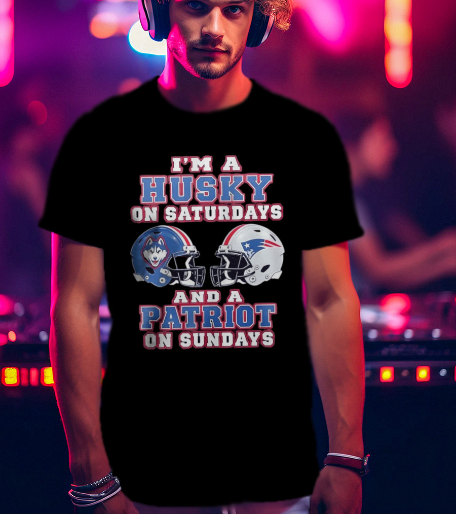 I'm A Husky On Saturdays And A Patriot On Sundays Football Helmets T-Shirt