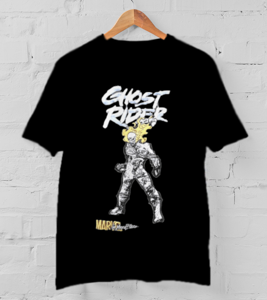 Marvel Ghost Rider Johnny Blaze Flaming Skull Comic Sketch T-Shirt