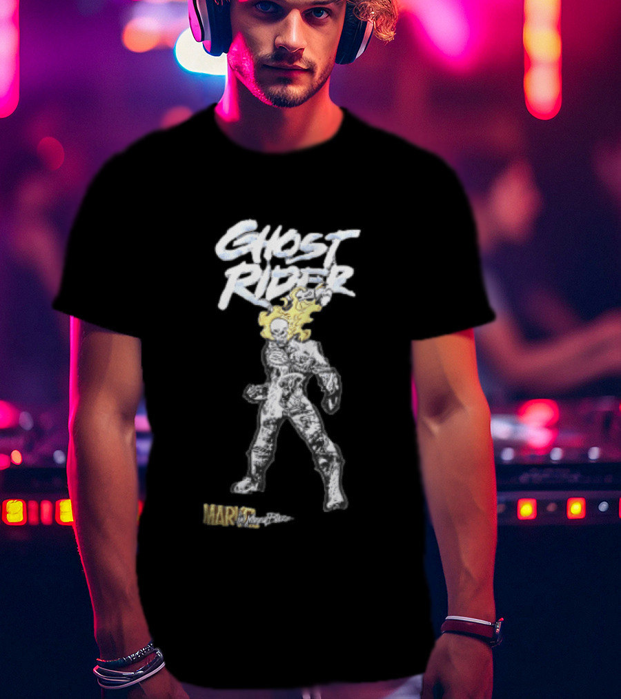 Marvel Ghost Rider Johnny Blaze Flaming Skull Comic Sketch T-Shirt