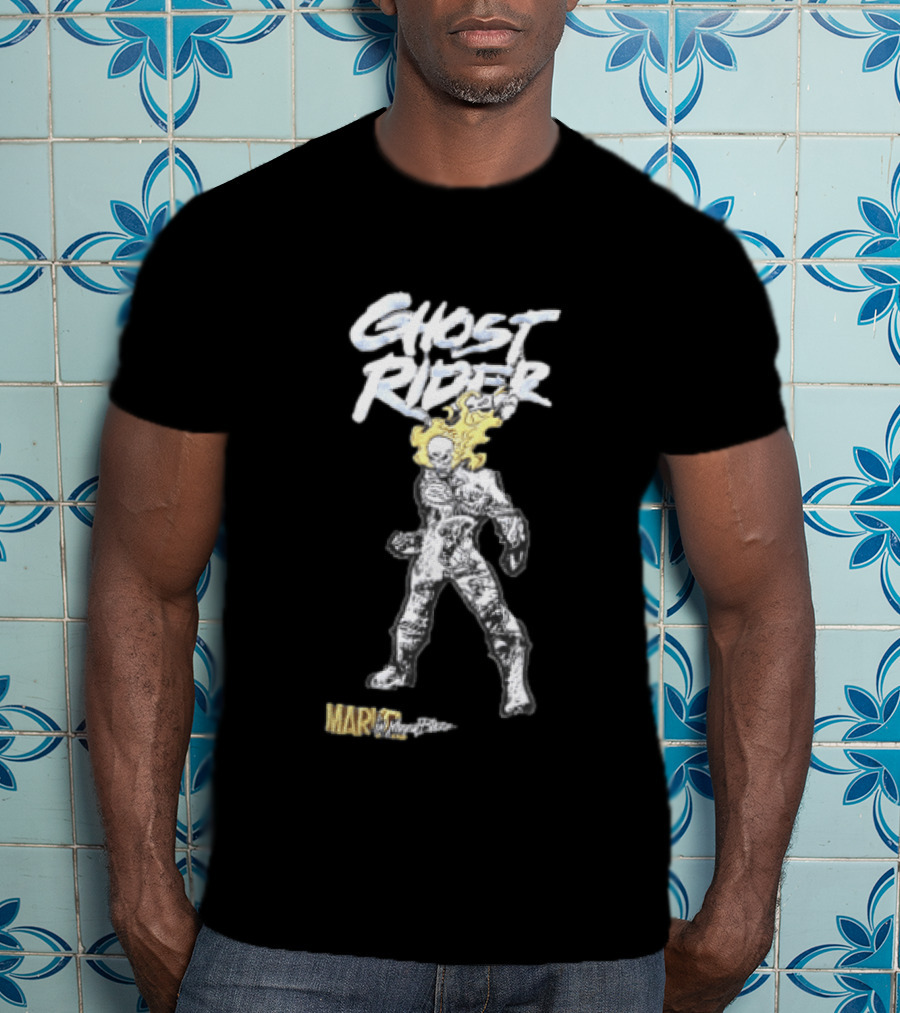 Marvel Ghost Rider Johnny Blaze Flaming Skull Comic Sketch T-Shirt