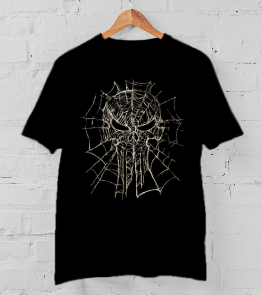 Marvel Punisher Spiderweb Skull Sketch T-Shirt