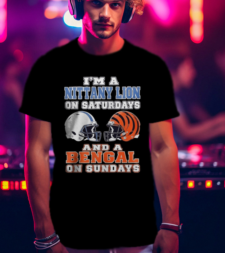 Nittany Lion On Saturdays Bengal On Sundays Football Fan Helmets T-Shirt