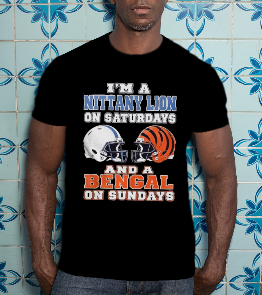 Nittany Lion On Saturdays Bengal On Sundays Football Fan Helmets T-Shirt
