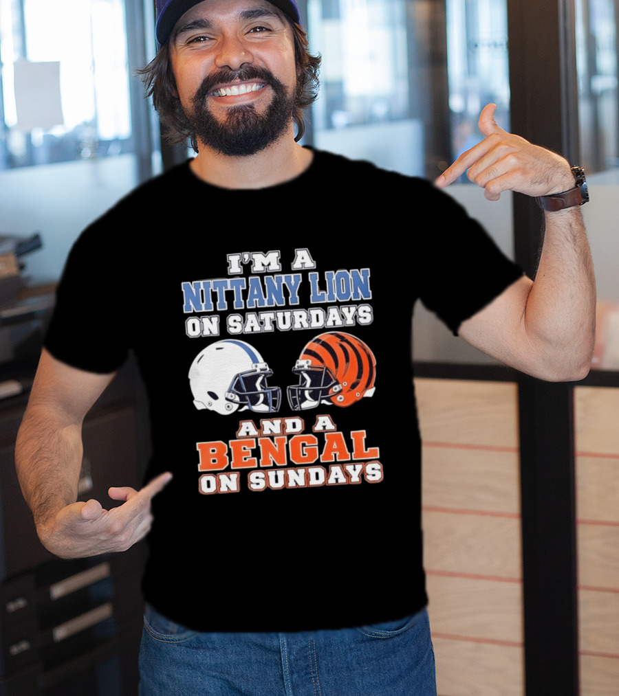 Nittany Lion On Saturdays Bengal On Sundays Football Fan Helmets T-Shirt