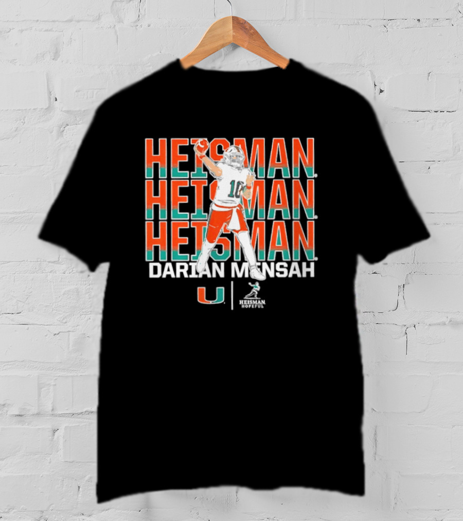 Miami Hurricanes Darian Mensah Heisman Hopeful Football Pose T-Shirt