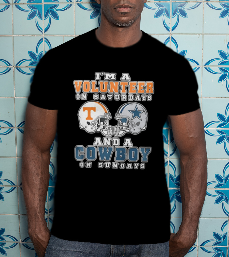 Volunteer On Saturdays Cowboy On Sundays Tennessee Dallas Football Helmets T-Shirt