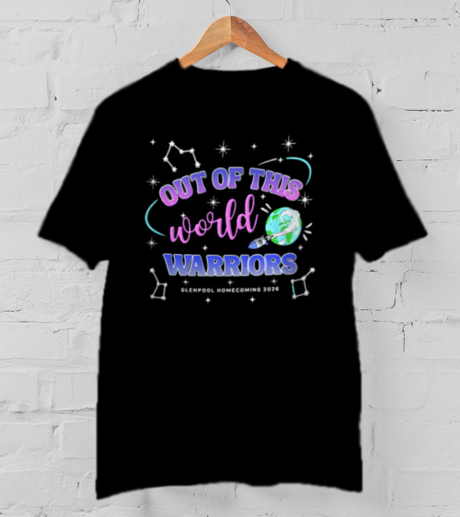 Out Of This World Warriors Glenpool Homecoming 2026 Cartoon Earth Rocket Constellations T-Shirt
