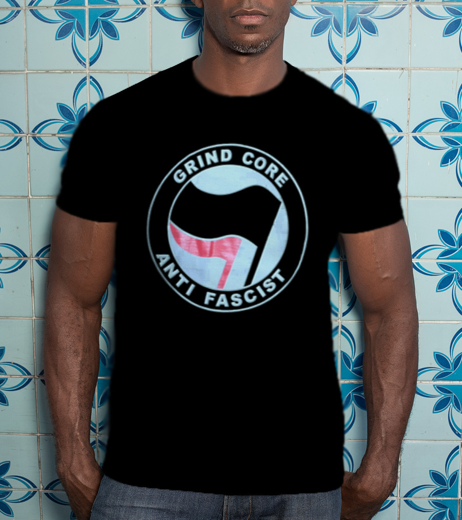 Grind Core Anti Fascist Antifa Red Black Flags T-Shirt