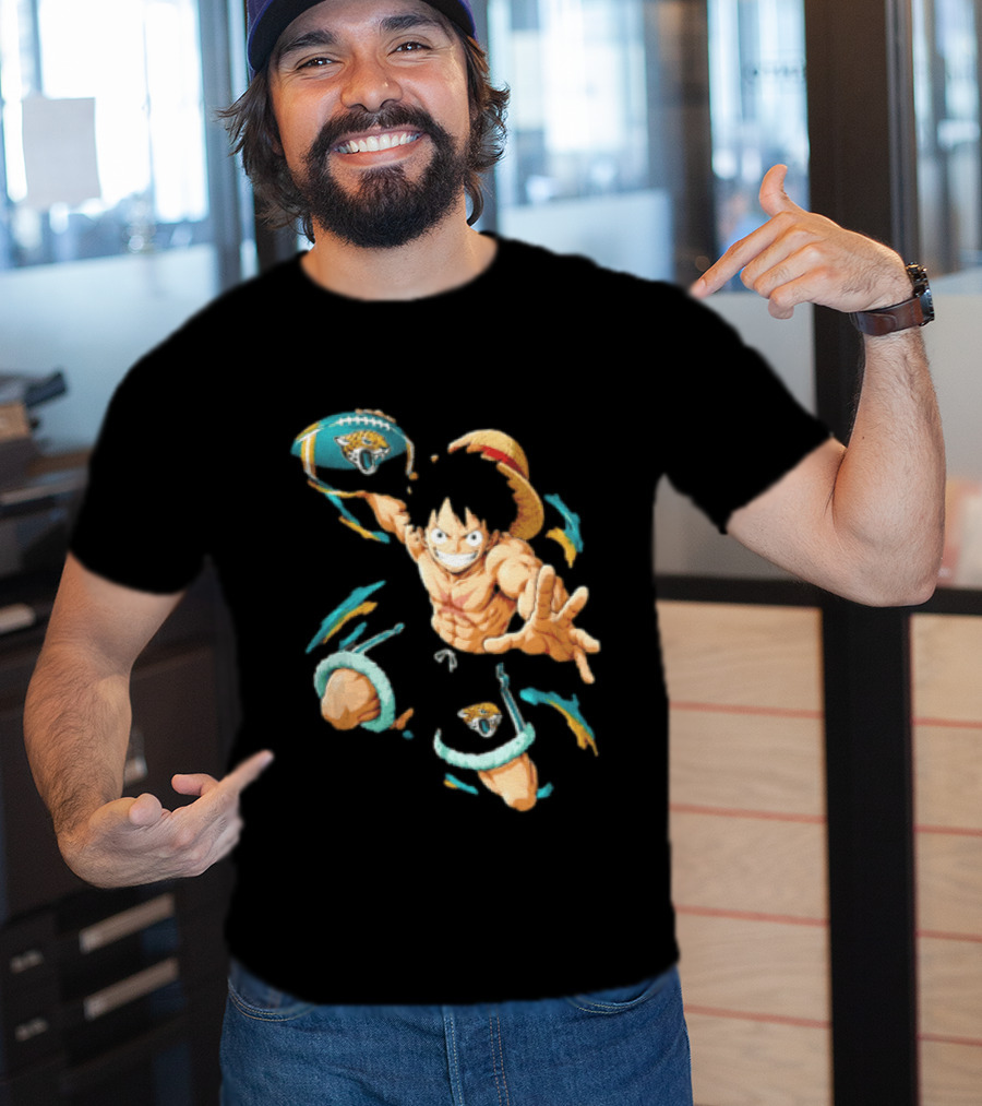 Jacksonville Jaguars Anime Character With Straw Hat Throwing Football T-Shirt