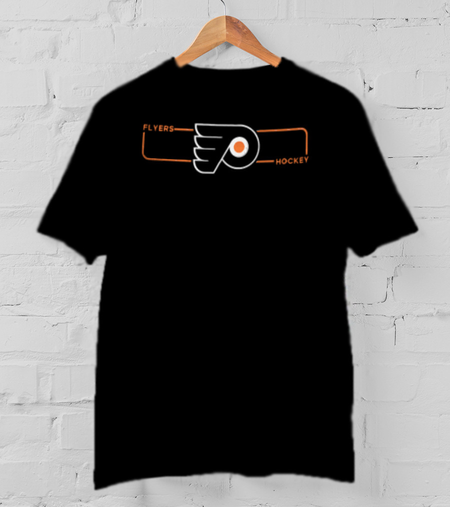 Philadelphia Flyers NHL Winged Puck Orange Line Frame Hockey T-Shirt