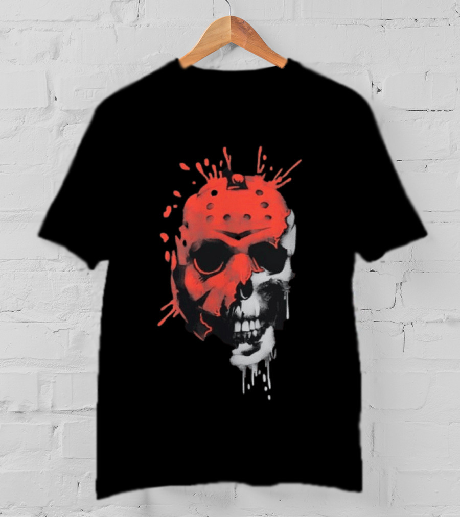 Jason Voorhees Unmasked Skull Horror Splatter T-Shirt