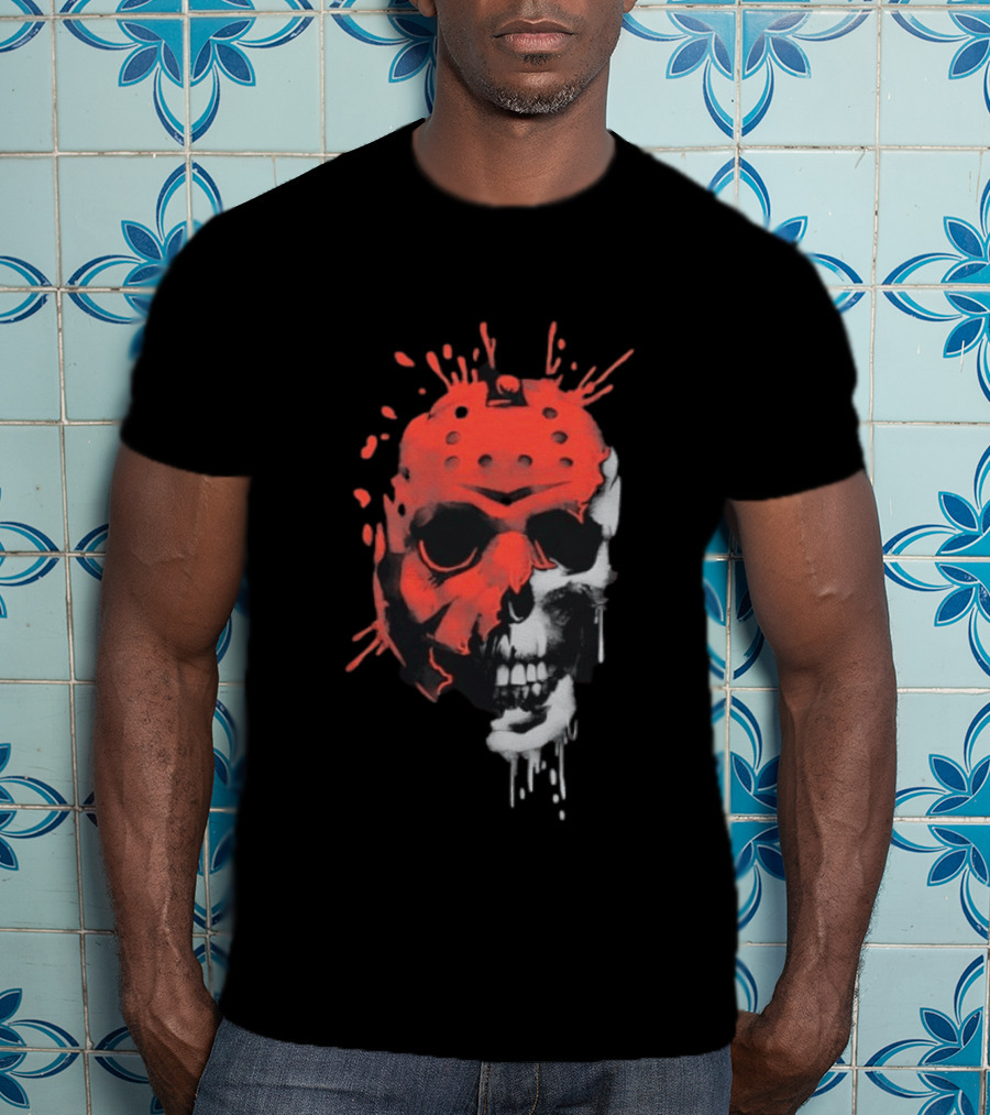Jason Voorhees Unmasked Skull Horror Splatter T-Shirt