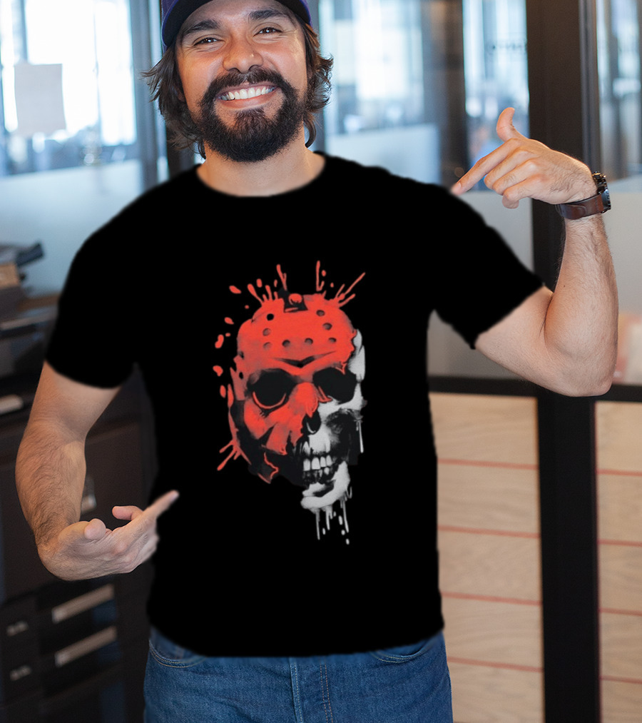 Jason Voorhees Unmasked Skull Horror Splatter T-Shirt