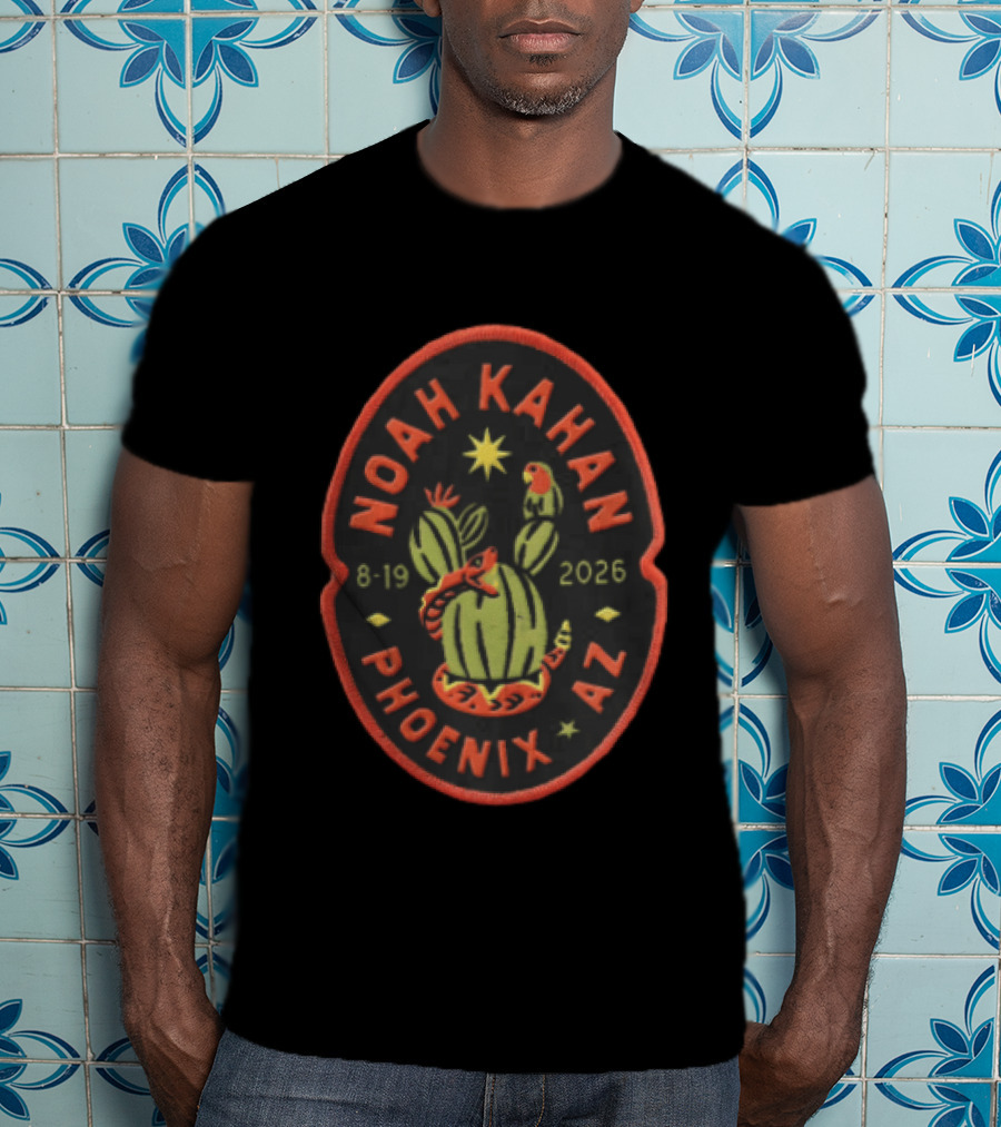 Noah Kahan Phoenix AZ Rattlesnake Cactus Oval Patch 8 19 2026 T-Shirt