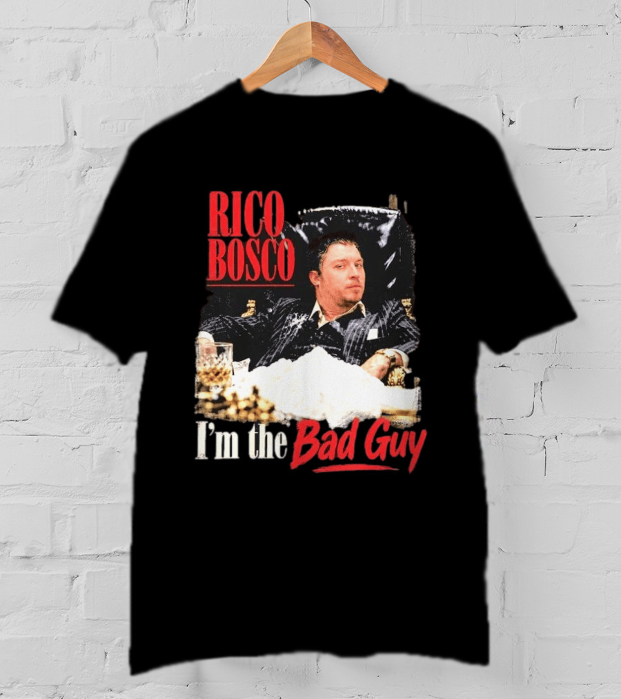 Rico Bosco I'm The Bad Guy Black Suit Reclining Chair Whiskey T-Shirt
