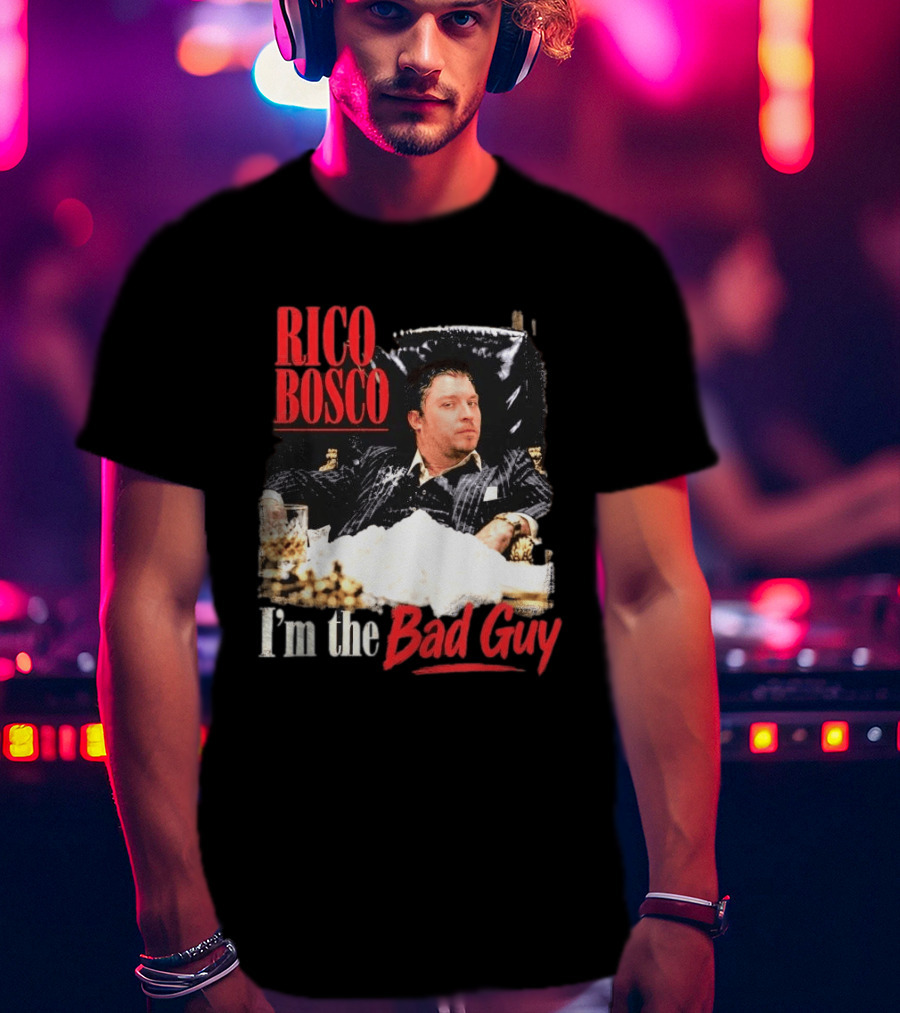 Rico Bosco I'm The Bad Guy Black Suit Reclining Chair Whiskey T-Shirt
