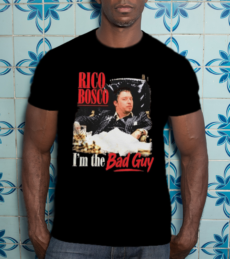 Rico Bosco I'm The Bad Guy Black Suit Reclining Chair Whiskey T-Shirt
