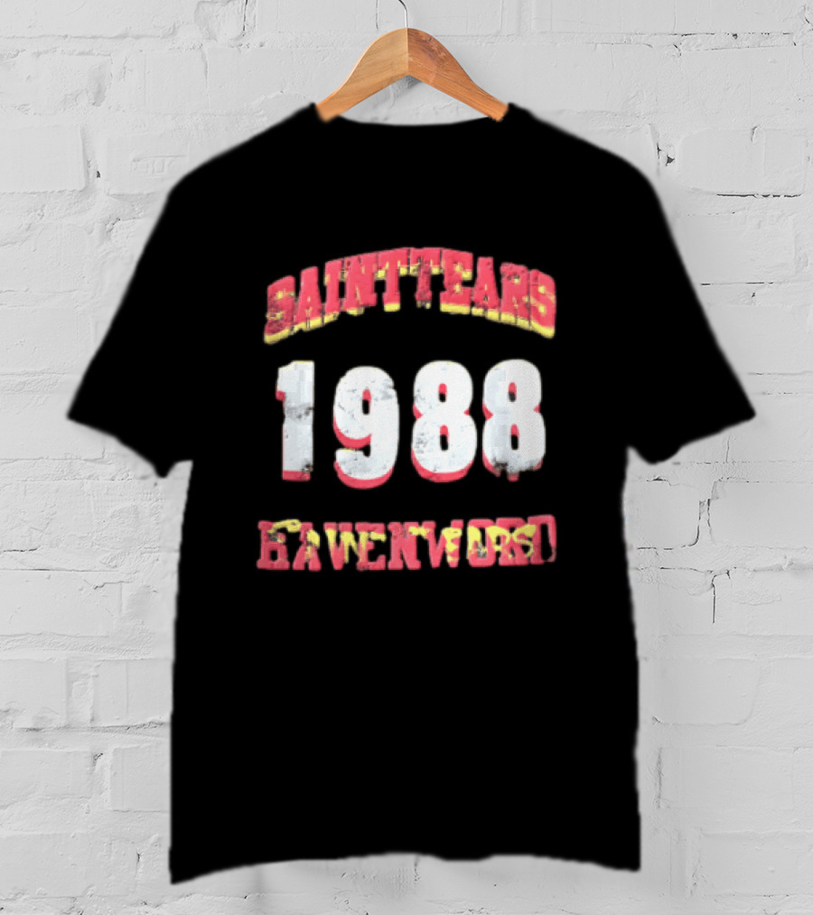 Saint Tears Havenford 1988 Distressed Athletic Block Font Numbers T-Shirt