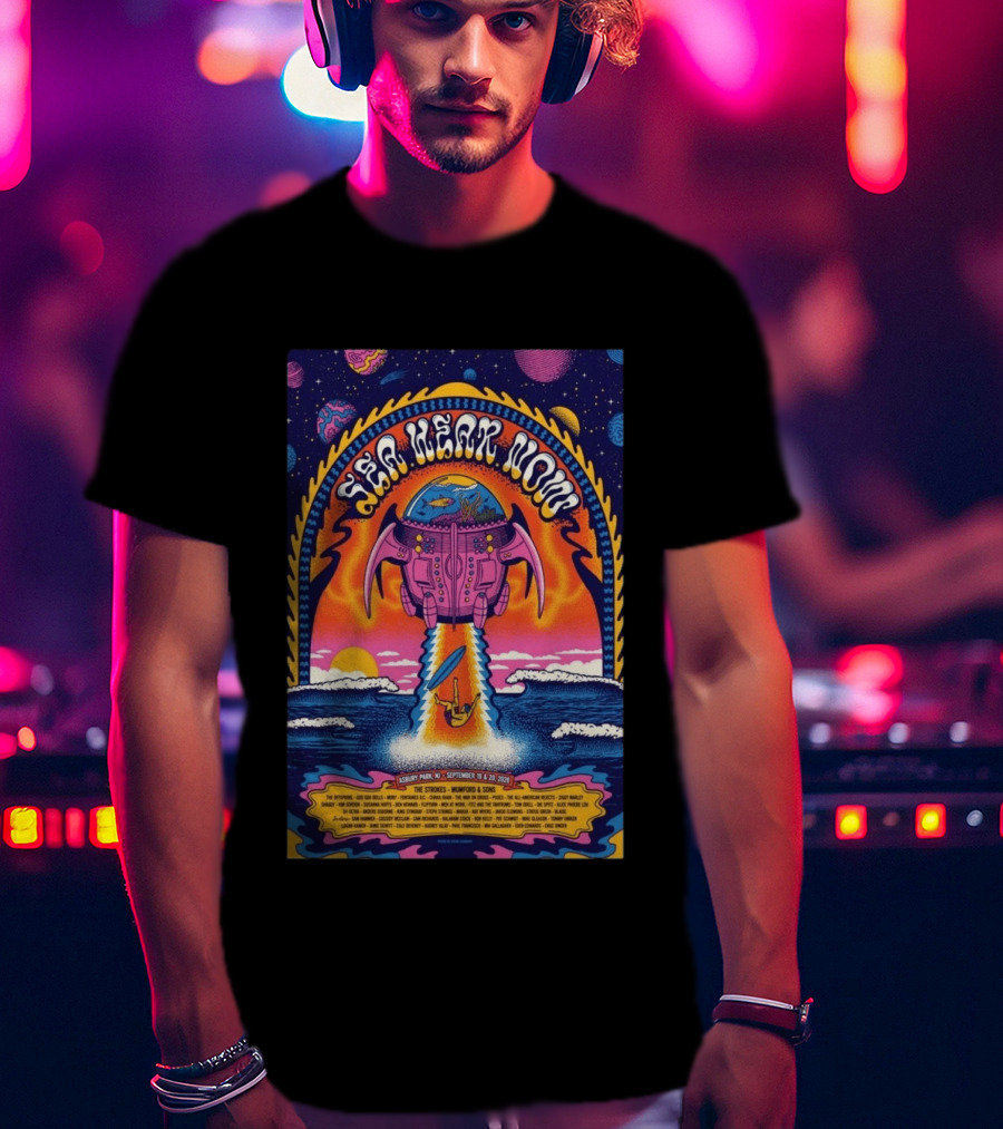 Sea Hear Now Asbury Park September 19 20 2026 The Strokes Mumford & Sons Psychedelic Spaceship Surf T-Shirt
