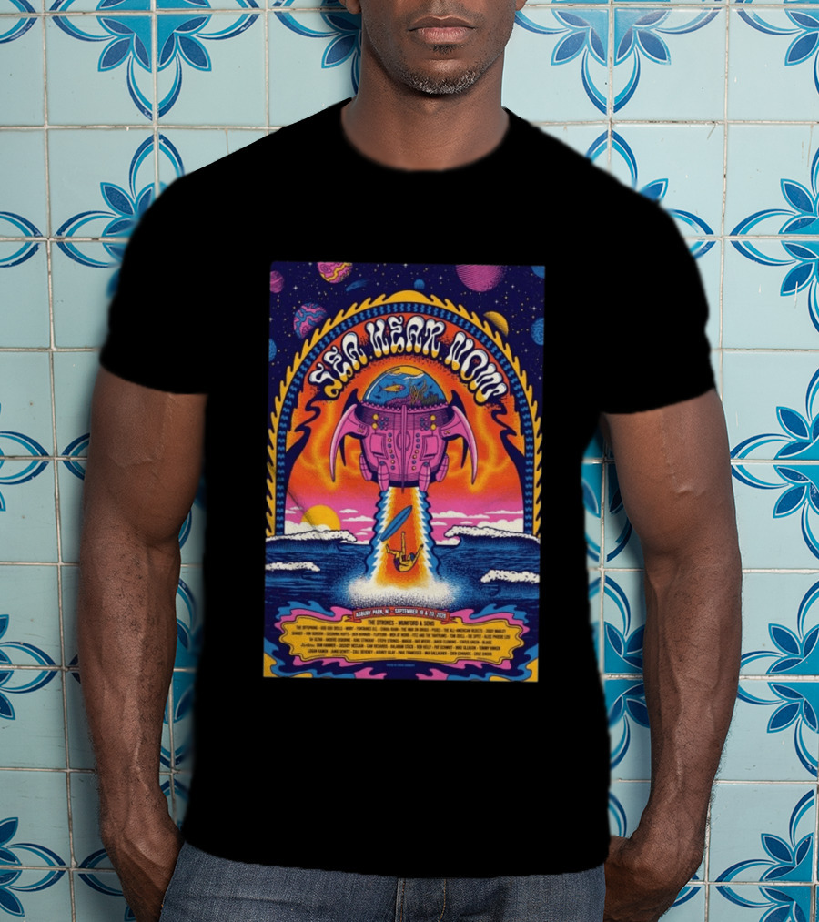 Sea Hear Now Asbury Park September 19 20 2026 The Strokes Mumford & Sons Psychedelic Spaceship Surf T-Shirt