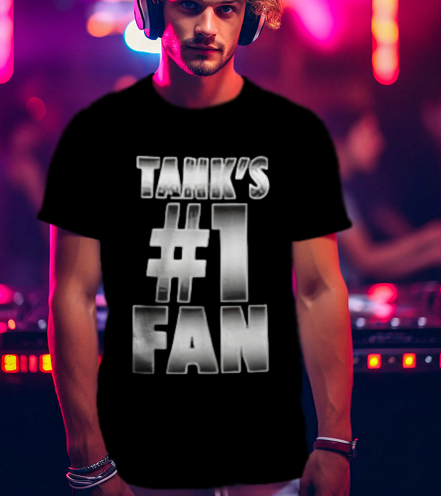 Tank's #1 Fan Silver Metallic Gradient Chrome Block T-Shirt