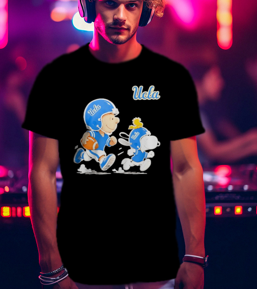UCLA Charlie Brown Woodstock Snoopy Football NCAA Bruins Collaboration T-Shirt